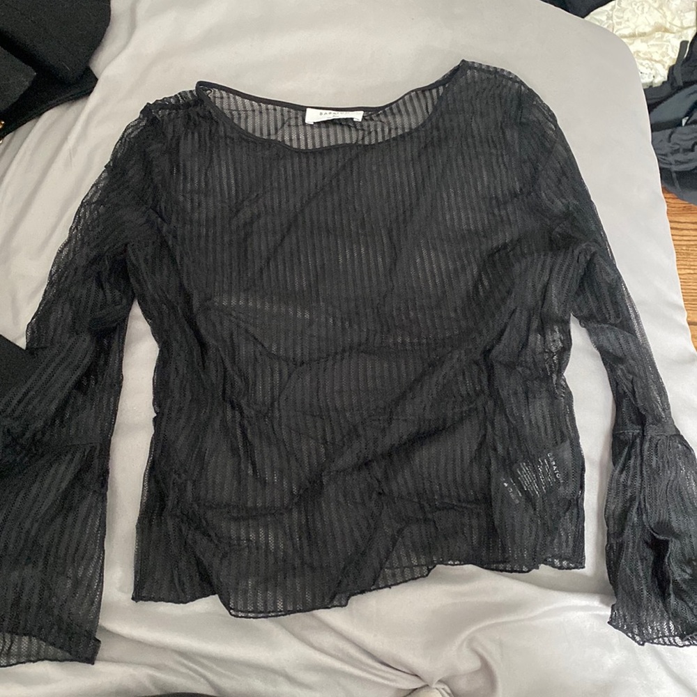 See through black long sleeve